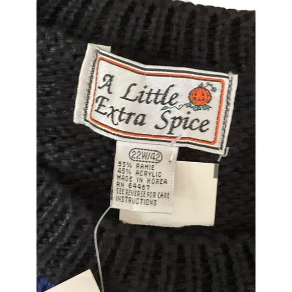 Womens Halloween Sweater 22W/42/2XL NEW’95 Handknit A Little Extra Spice Pullovr - Picture 3 of 14